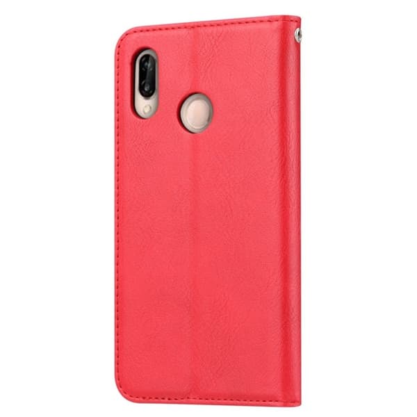 Huawei P20 Lite Etui laget av kunstlær og silikon – Rød Red