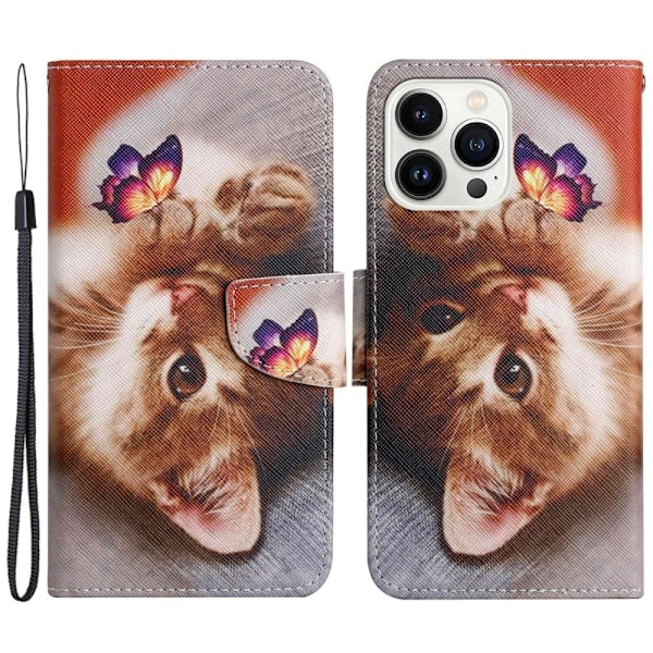 Wonderland iPhone 14 Pro Max flip etui - Sommerfugl / Kat Brown