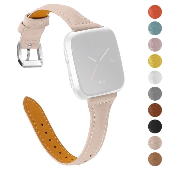 Fitbit Versa 2 / Versa Lite / Versa simple klockarmband i äkta läder - Aprikos Brun
