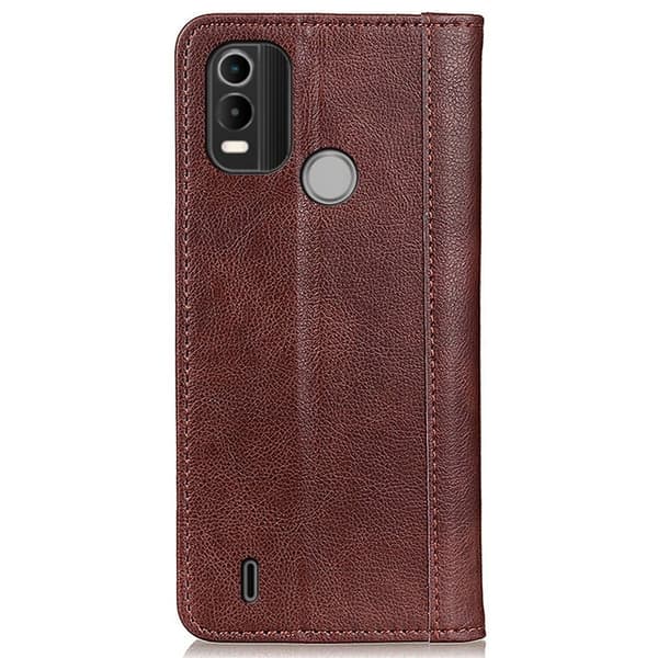 Ekte lærdeksel med magnetisk lukking for Nokia C21 Plus - Brun Brown