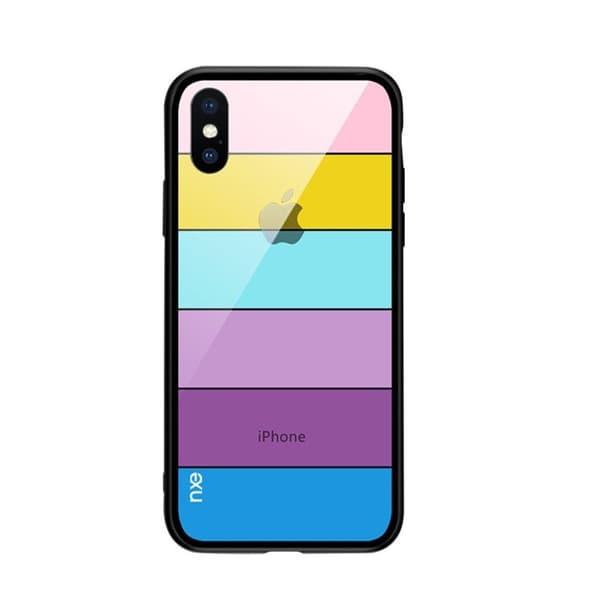 NXE iPhone Xs Max mobilskal tempererat glas silikon transparent – Stil C multifärg