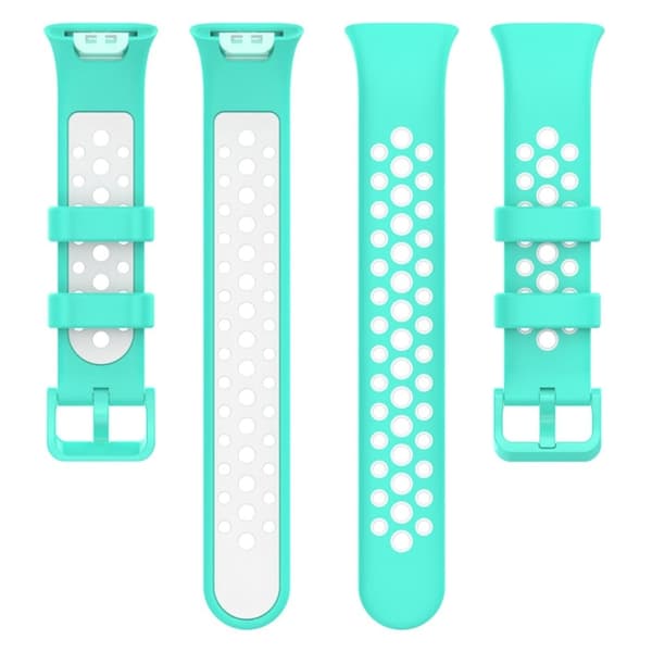 Tvåfärgat klockarmband i silikon för Xiaomi Mi Band 7 Pro - Cyan / Vit Grön