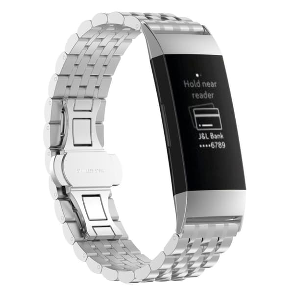 Fitbit Charge tre rustfritt stål ur band - Sølv Silver grey
