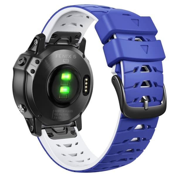 Silikonihihna Amazfit / Garmin / Coros kellolle - Sininen / Valkoinen Blue