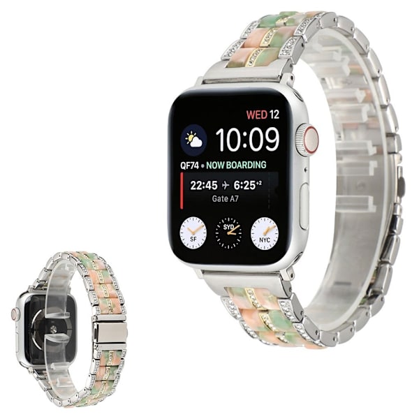Apple Watch 40mm ruostumattomasta teräksestä valmistettu ranneke - Kulta / Vaaleanpunainen Vihreä Multicolor