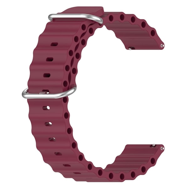 20mm Universal wave design silikone urrem - Rødvin Red