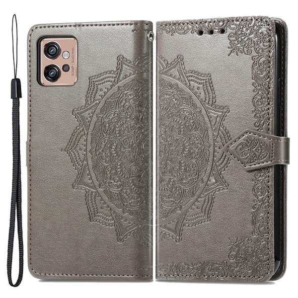 Mandala Motorola Moto G32 Flip Etui - Grå Silver grey