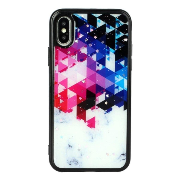 Marble design iPhone Xs Max cover - Rødlige Blå Trekanter Og Stjerner Multicolor