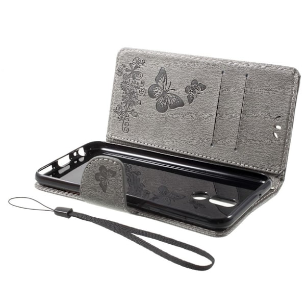 Butterfly läder Huawei Mate 10 Lite fodral - Silver/Grå Silvergrå