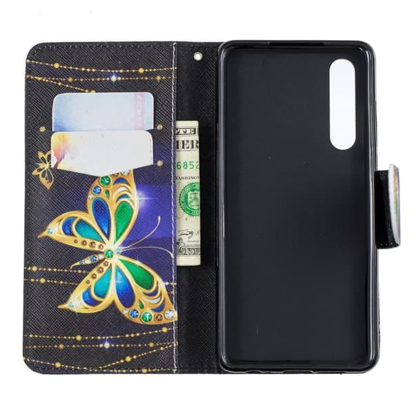 Huawei P30 Skinnetui Med Mønster - Glittrende Sommerfugl Multicolor