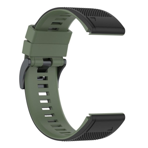 22 mm dubbelfärgat silikonarmband för Garmin- och Coros-klockor - Svartaktig Grön / Svart Grön