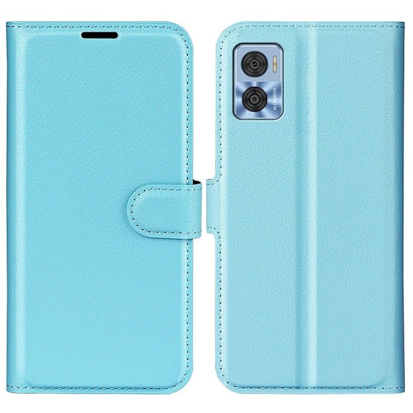 Klassisk Motorola Moto E22 Flip Etui - Blå Blue