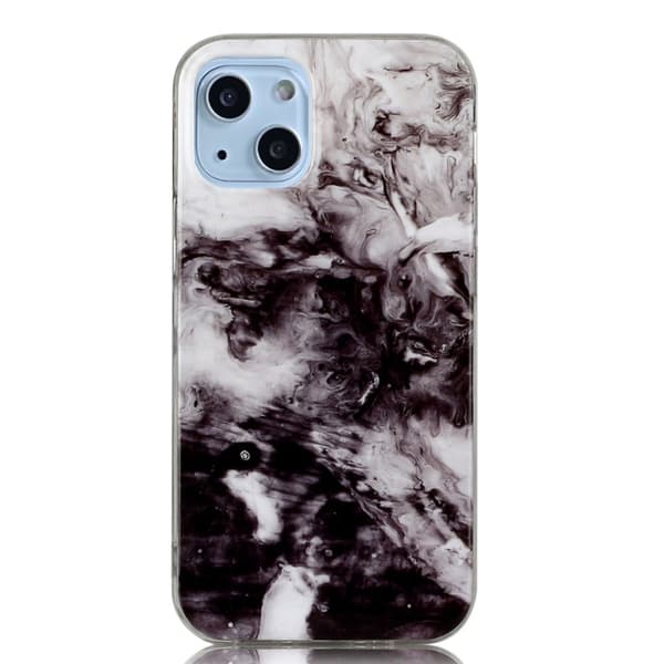 Marble design iPhone 14 cover - Sort Hvid Blanding Black
