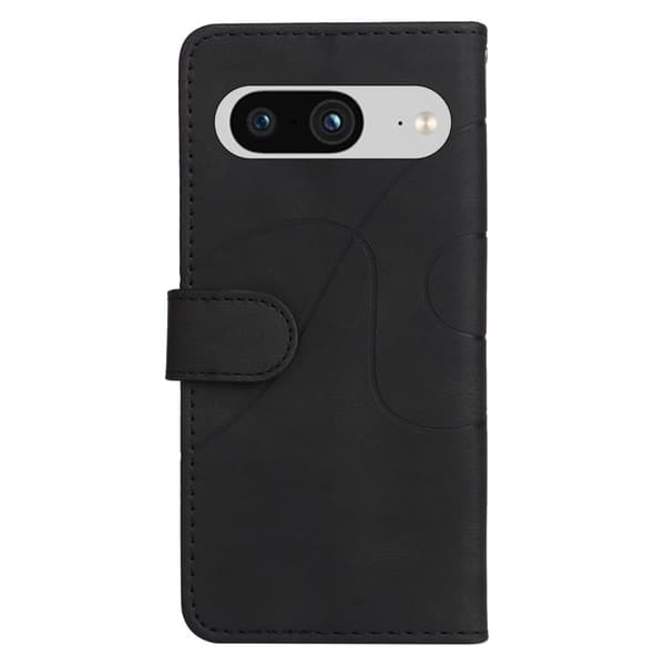 Tekstureret Google Pixel 8 læderetui med rem - Sort Black