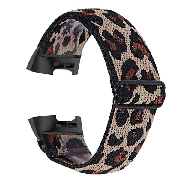 Fitbit Charge 4/3 elastisk nylonrem med mønster - Leopard Print Brown