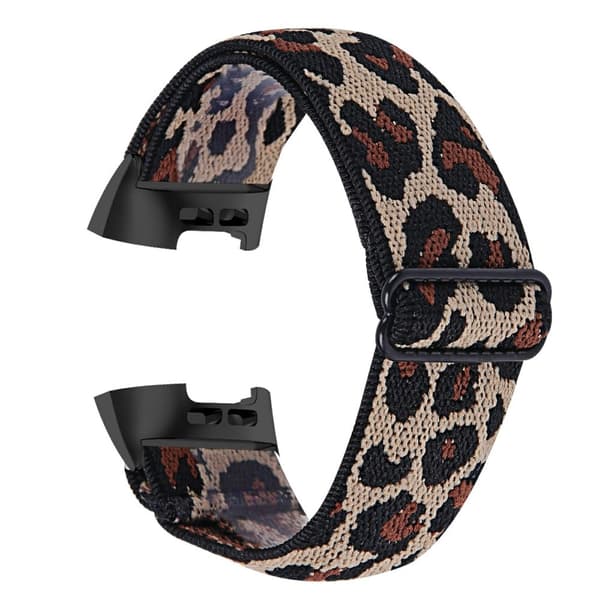 Fitbit Charge 4 / 3 elastisk nylonrem med mønster - Leopardmønster Brown