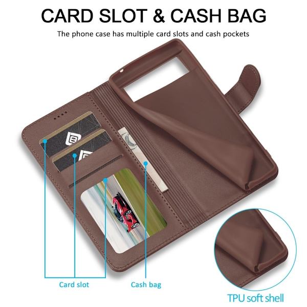 LC.IMEEKE Google Pixel 8 Pro Flip Etui - Brun Brown