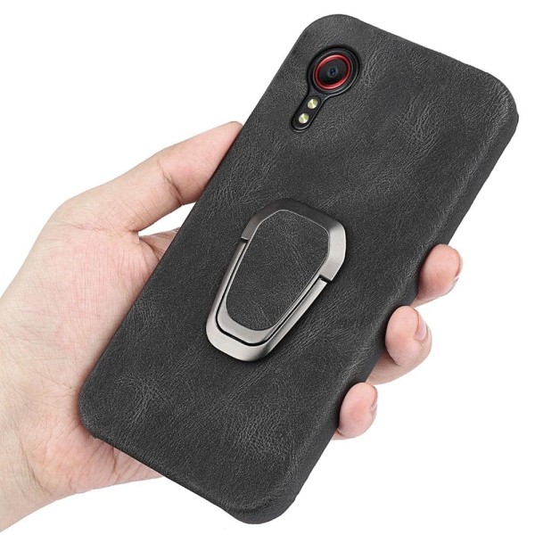 Stødsikkert lædercover med oval kickstand til Samsung Galaxy Xcover 5 - Rød Red