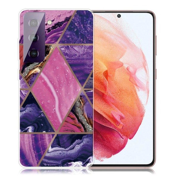 Marble Samsung Galaxy S21 Etui - Purple and Rose Marble Purple