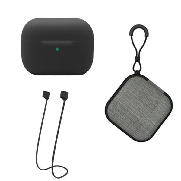 AirPods Pro 2 silikoneetui med rem og opbevaringsboks - Sort Black