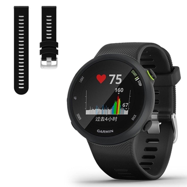 Garmin Forerunner 245 simple silicone watch band - Black Svart