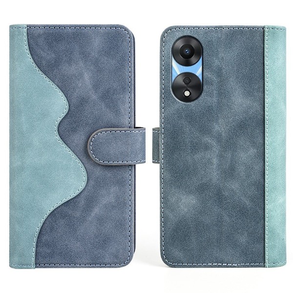 Tofarget lærdeksel for Oppo A58 - Blå Blue