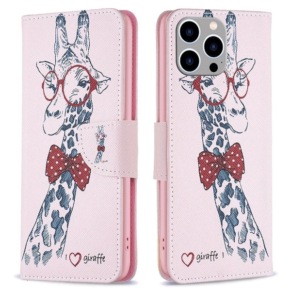 BF Pattern Printing Leather Series-1 iPhone 14 Pro Max 6.7 inch Vegansk Læder Stand Drop Resistant Phone Cover Folio Flip Wallet stødsikkert Case - Gi Pink