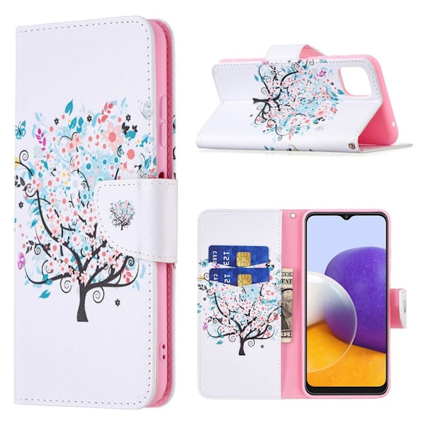 Wonderland Samsung Galaxy A22 5G Läppäkotelo - Puu Multicolor