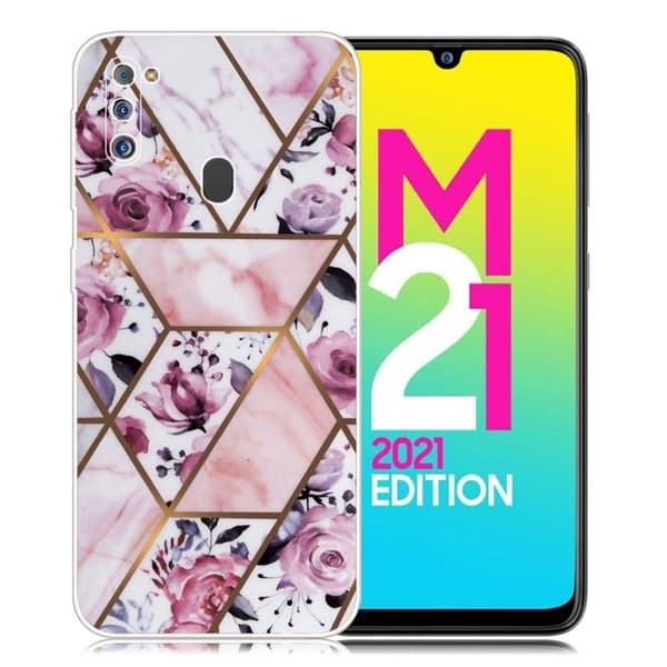 Marble Samsung Galaxy M21 2021 Etui - Elegant Roses Tile Multicolor