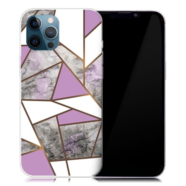 Marmordesign iPhone 13 Pro Max deksel - Lilla / Hvit / Grå Marmor Multicolor