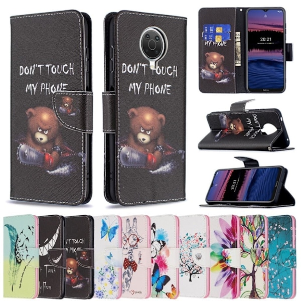 Wonderland Nokia G20 Flip etui - Brun bjørn og warning words Black