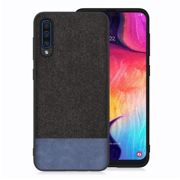Samsung Galaxy A50 fodral med tygstruktur - Svart / Blå multifärg