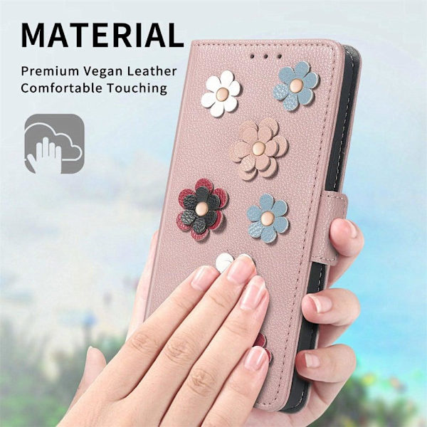 Mjukt läder Honor 70 fodral med blomdekor - Rosa Rosa