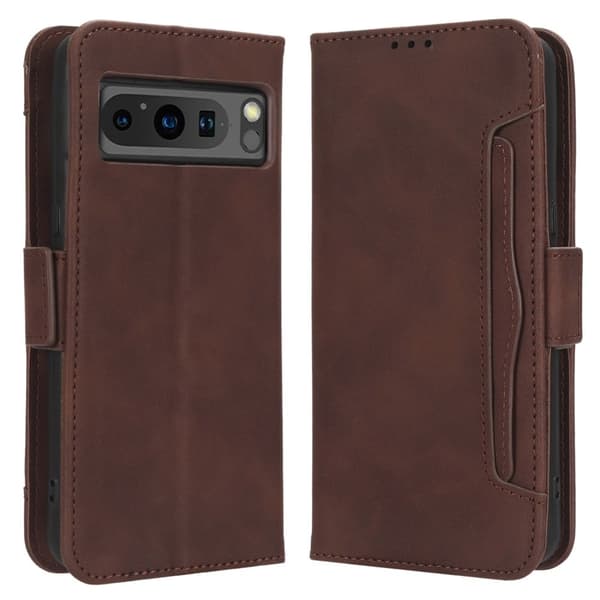 Stilfuldt Læder Etui med Pung til Google Pixel 8 Pro - Brun Brown