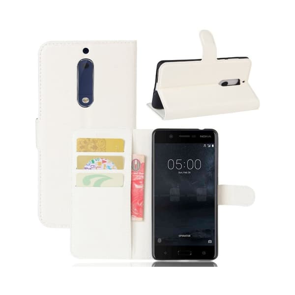 Nokia 5 Beskyttende læder etui - Hvid White