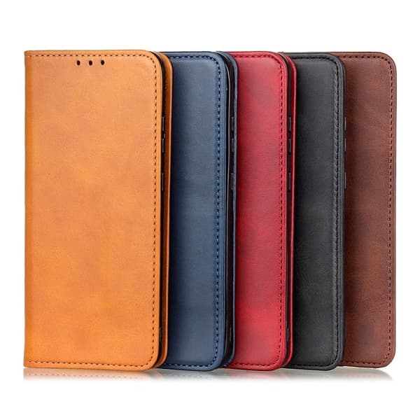 Lompakko-style Aitoa Nahkaa Läppäkotelo For Xiaomi Redmi Note 9T / Note 9 5g - Musta Black