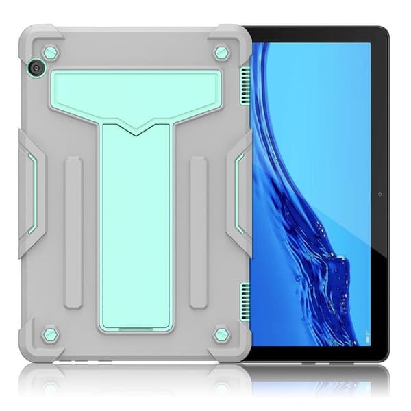 stødsikker hybrid silikone etui til Huawei MediaPad T5 - grå / cyan Silver grey
