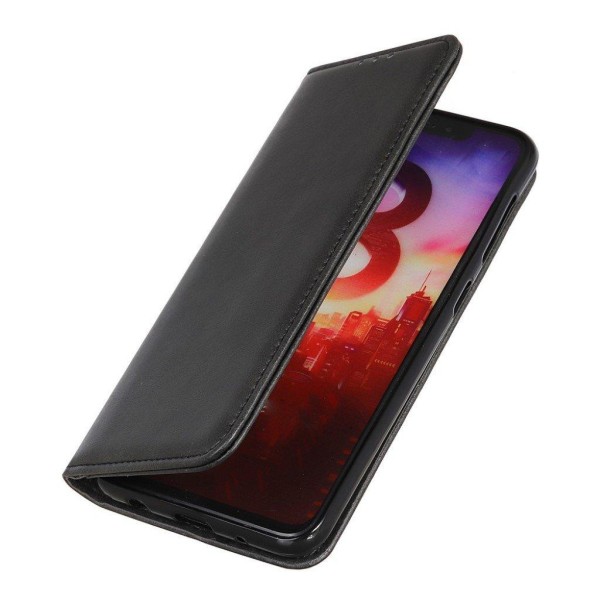 Wallet-style ægte Læder Flipcase til Samsung Galaxy A02s - Sort Black