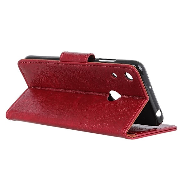 Huawei Y6 2019 tekstureret læder etui - Rød Red