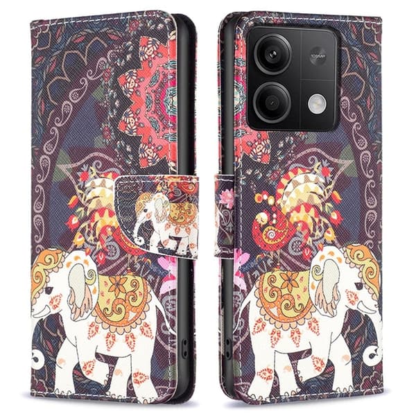 Wonderland Xiaomi Redmi Note 13 5G  flip-etui - Blomst Og Elefant Multicolor