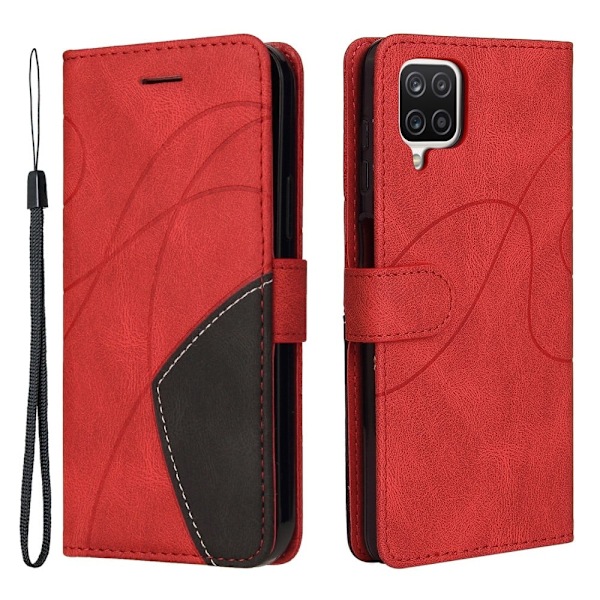 Tekstureret Læder Etui med Strop Til Samsung Galaxy A12 5G - Rød Red