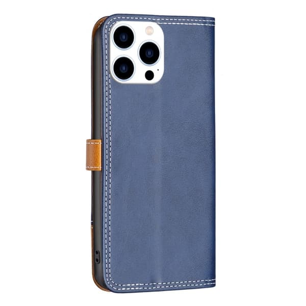 BINFEN kaksivärinen nahkakotelo iPhone 14 Pro - Sininen Blue