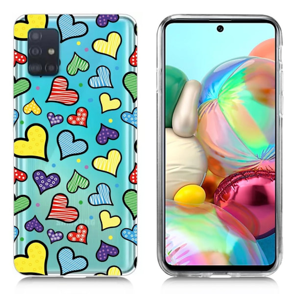 Deco Samsung Galaxy A71 deksel - Hearts Multicolor
