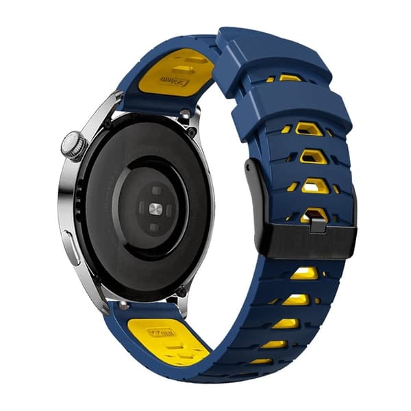 20 mm universel tofarvet silikone-urrem - Midnatsblå / Gul Blue