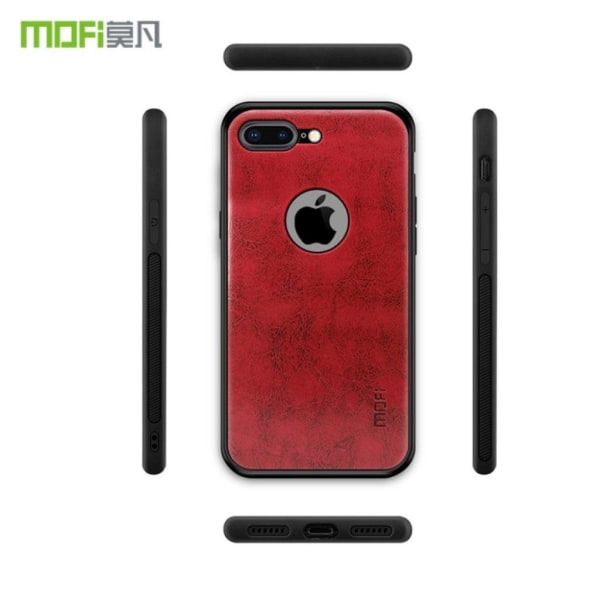 MOFI iPhone 8 Plus 5.5 tum mobilskal plast syntetläder silikon - Röd