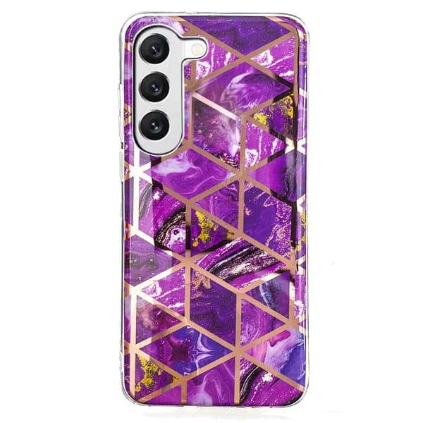 Deco Samsung Galaxy S23 Plus Suojakotelo - Electroplated Violetti Marble Purple