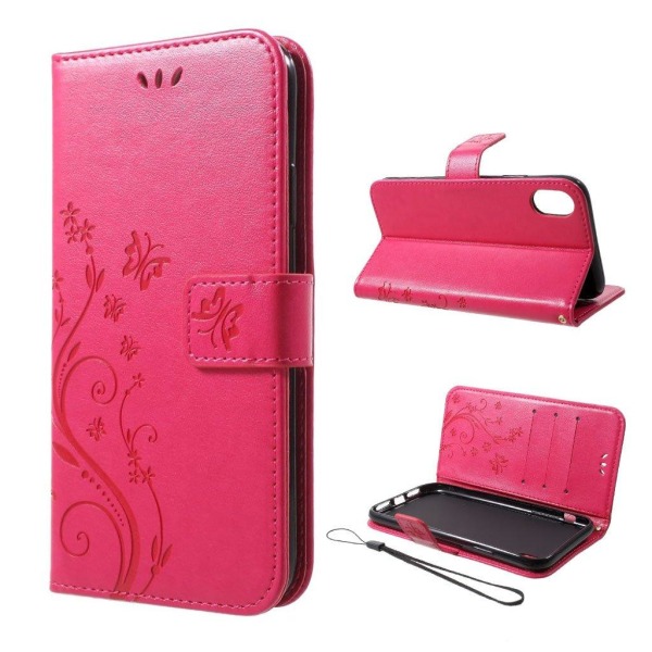 iPhone XR mobilfodral syntetläder silikon stående plånbok - Rose Rosa
