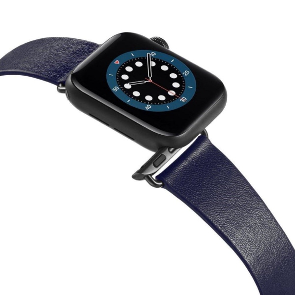 Apple Watch 42mm - 44mm microfiber leather watch strap + stainle Blå