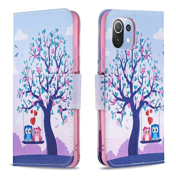 Wonderland Xiaomi 11 Lite 5g Ne / Mi 11 Lite 5g / 11 Lite Flip Etui - Træ og Ugler Multicolor
