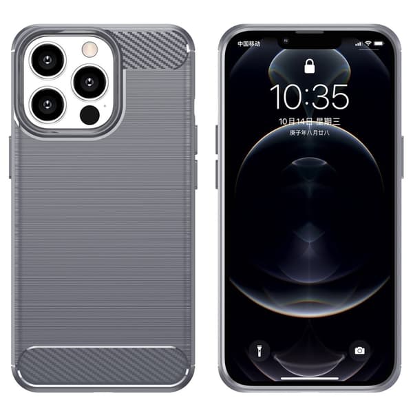 Carbon Flex Suojakotelo iPhone 13 Pro Max - Harmaa Silver grey